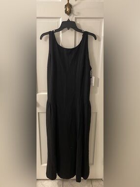 NWT Japna Black Linen-Blend Drop Waist Midi Dress